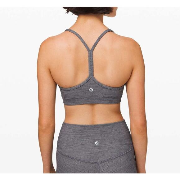 Lululemon Flow Y Bra Nulu Mini Heathered Herringbone Heathered Black White Black - Picture 2 of 7